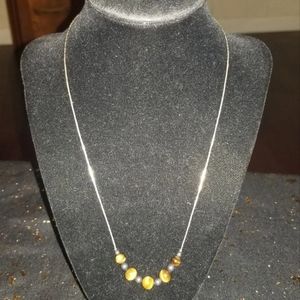 Vtg. Liquid Silver, Tigers Eye Necklace